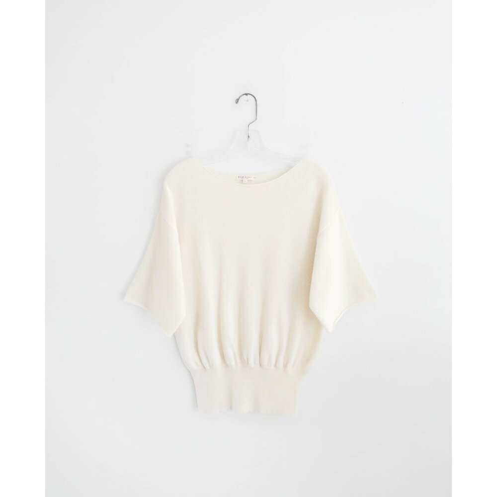 Demylee Ivory Cream Cashmere Knit Wide Sleeve Sweater Top size Small
